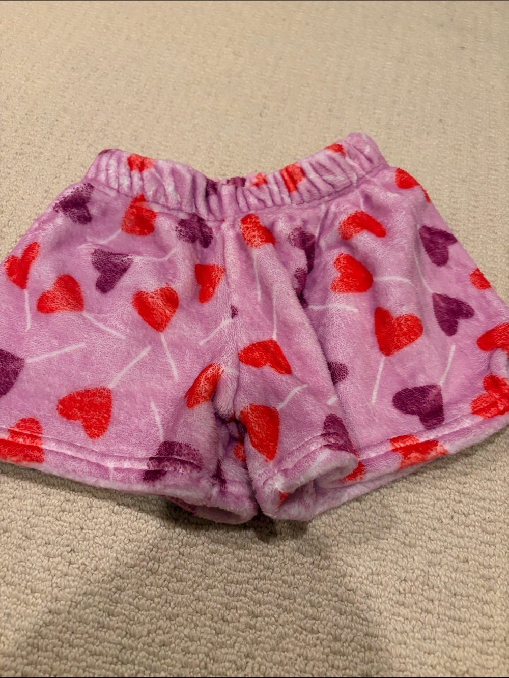 Girls' Plush Heart Lounge Shorts - Pink